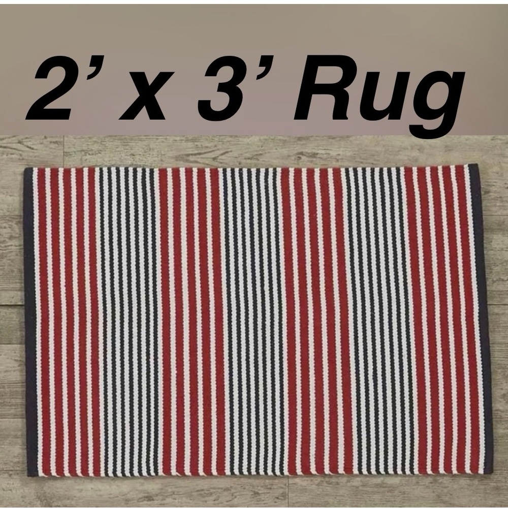 REDUCED PRICE Split P Hudson Stripe Rug 2ft x 3ft, Red White & Blue, Brand New